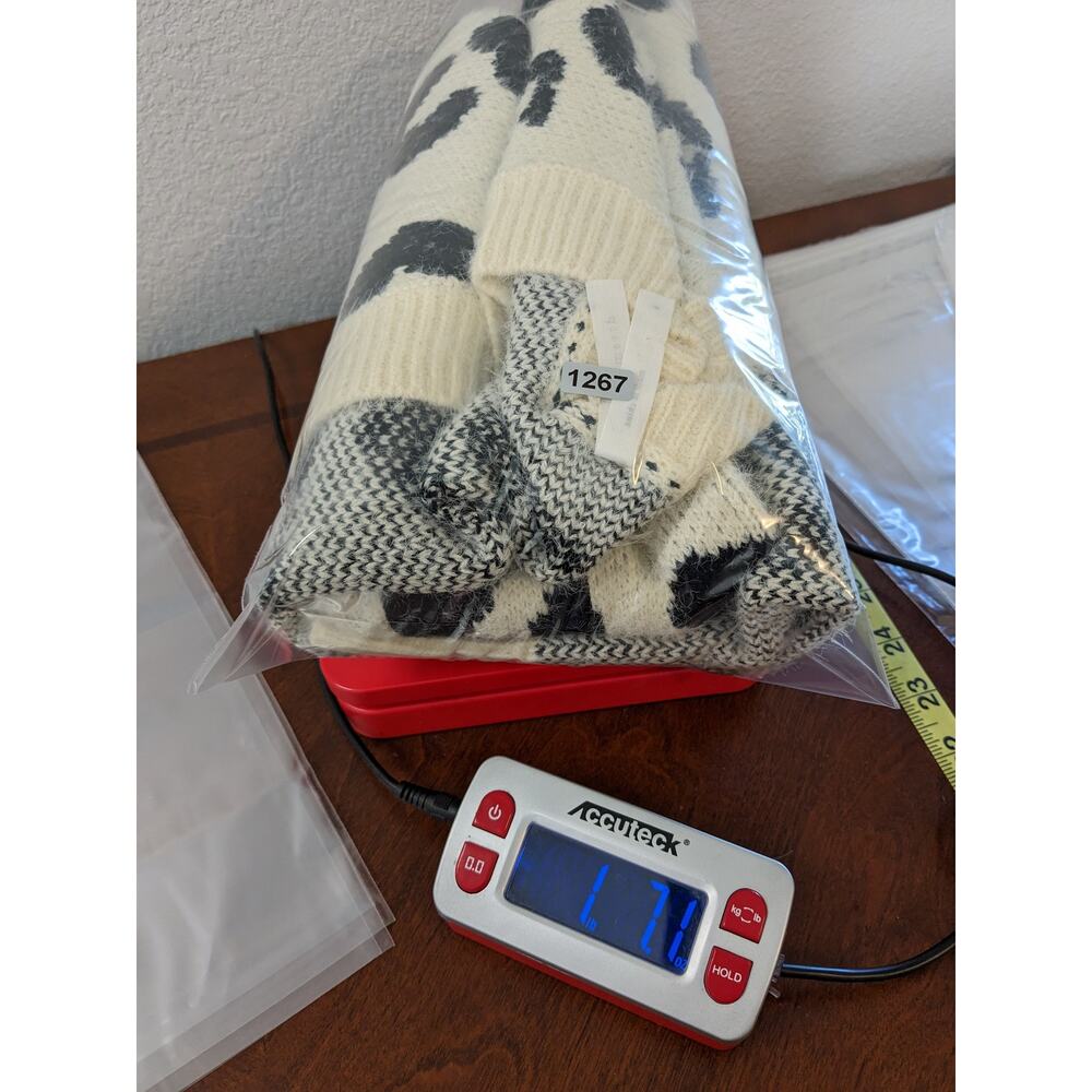 Dreamers Animal Print Cardigan Small Cream Black Open Front Leopard Knit Sweater - Picture 11 of 12